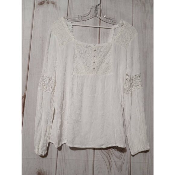 Maurices Shirt Ladies Large White‎ Long Sleeve Semi Sheer - Picture 1 of 9